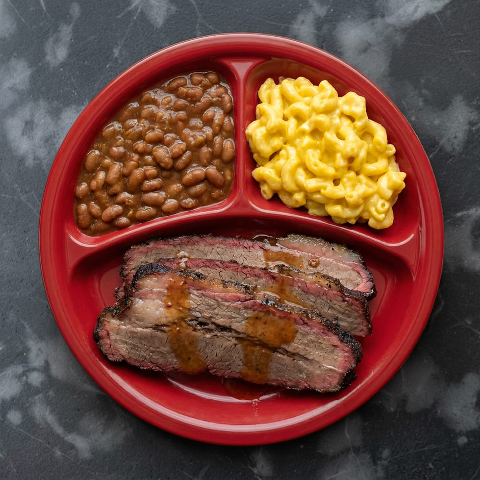Beef Brisket Plate Lunch.