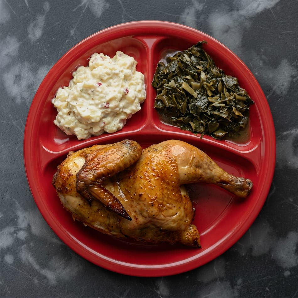 (1/2) Chicken Plate Lunch.